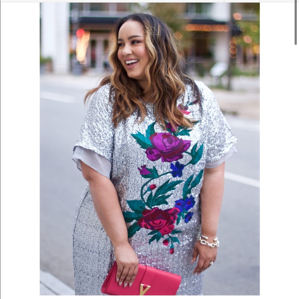 Elqouii Sparkle floral shift dress NWT BLOGGER FAVE